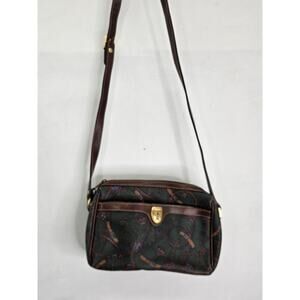 Vittoria Brown Leather Crossbody Bag Vintage Paisley Pattern Boho Classic